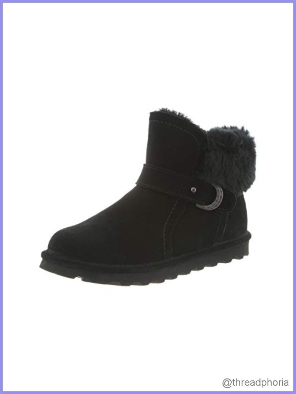 Suede Pull-On Ankle Bootie with Sheepskin Footbed Flat Heel Closed Toe